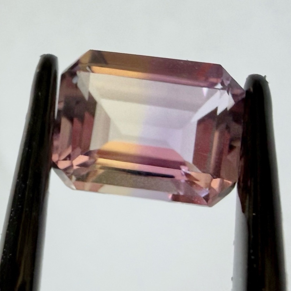 Natural Bolivian Ametrine 2.125 ct Emerald Cut Purple & Gold BiColor Gemstone - Picture 3 of 10